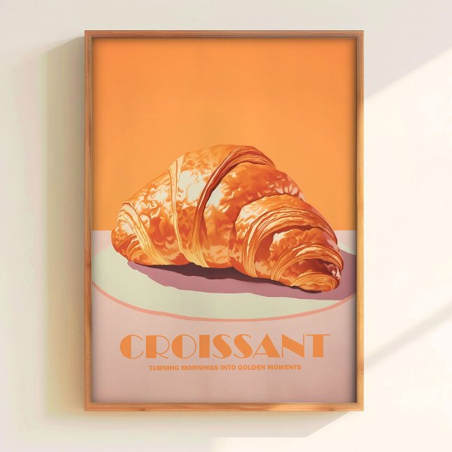 Rosa croissanttryck bakverk affisch Minimalistisk  (Skapare uppladdad)