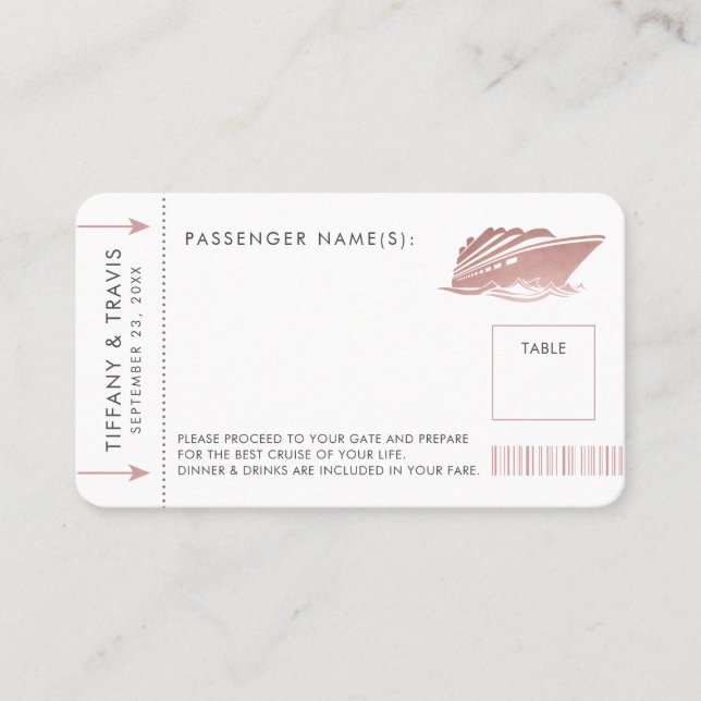 Rosa Cruise Biljett Boarding Pass Ställe Escort Ca (Framsida)