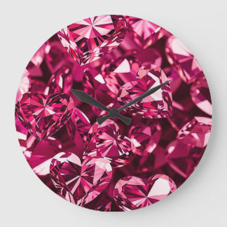 Rosa Crystal Diamond Hearts Stor Klocka