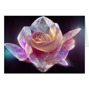 Rosa Crystal Flower Hälsningskort