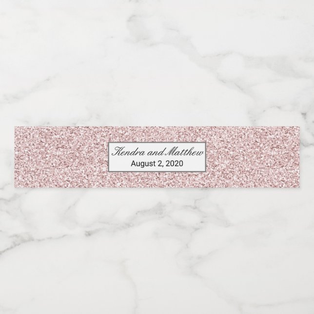 Rosa Crystal Is Glitter Textur Vattenflaska Etikett (Singel etikett)