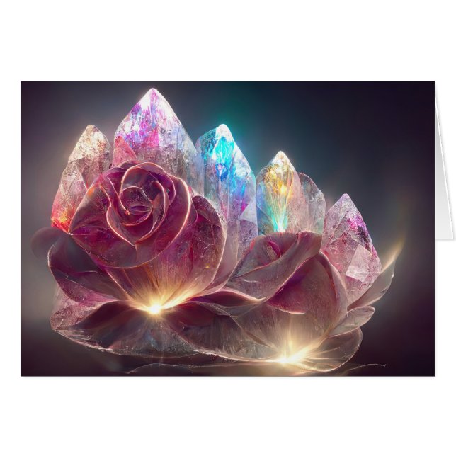 Rosa Crystal Ro Hälsningskort (Framsidan Horizontal)