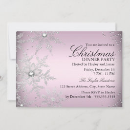 Rosa Crystal Snowflake Juldagen Party Inbjudningar