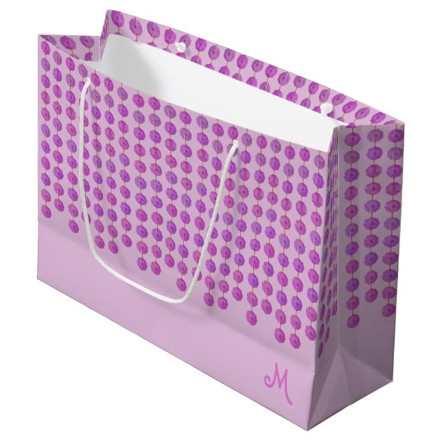 Rosa Crystal Strands Monogram Gift Bag (Framsidan Vinklad)