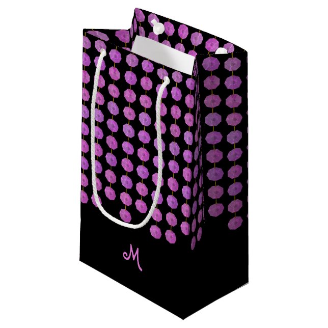 Rosa Crystal Strands Monogram Gift Bag (Framsidan Vinklad)