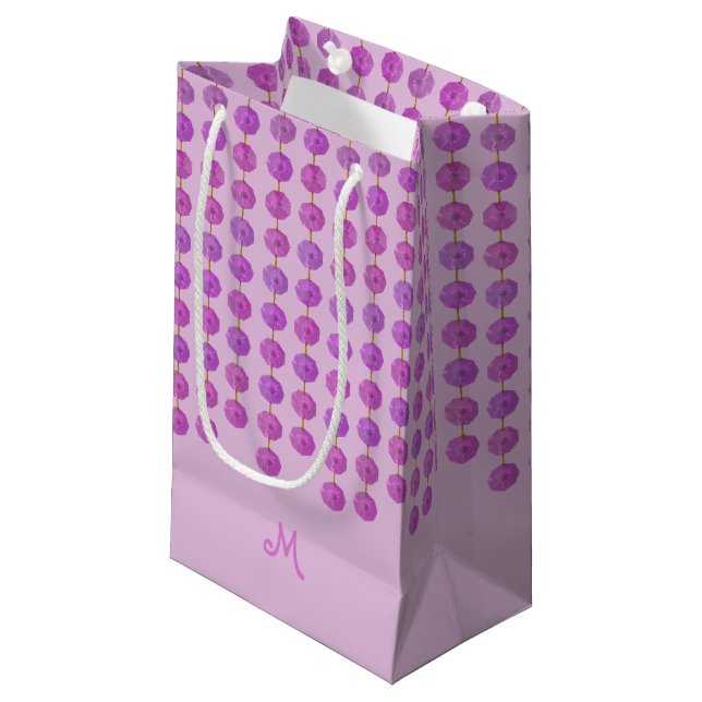 Rosa Crystal Strands Monogram Gift Bag (Framsidan Vinklad)