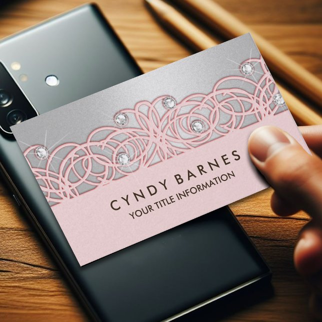 Rosa Crystals och Snöre Affärskort Visitkort (Skapare uppladdad)