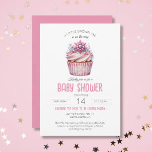 Rosa Cupaka Baby Sprinkle Winter Girl Baby Shower Inbjudningar