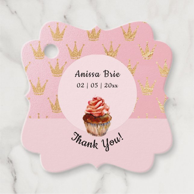 Rosa Cupaka Grattis på födelsedagen Tack Gåvor Etiketter (Framsida)