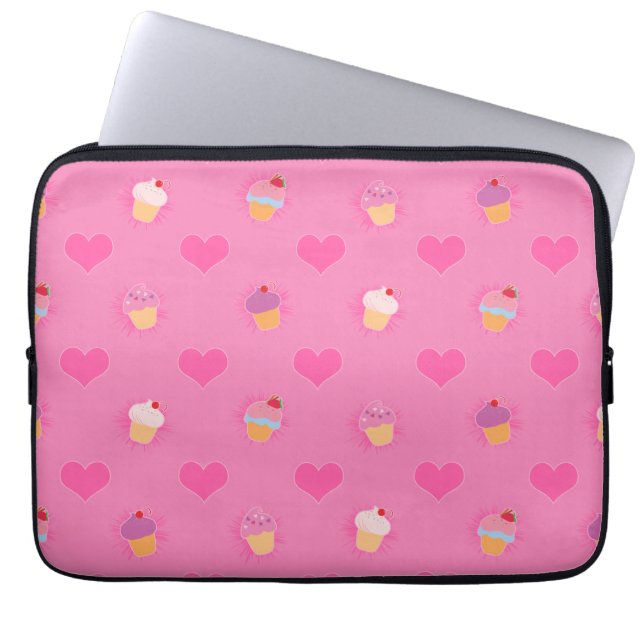 Rosa Cupaka Mönster Laptop Sleeve (Framsidan)