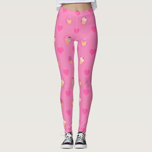 Rosa Cupaka Mönster Leggings (Framsida)