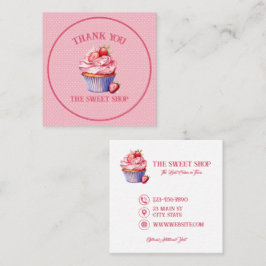 Rosa Cupcake Bageri Visitenkort | Redigerbar Text Fyrkantigt Visitkort