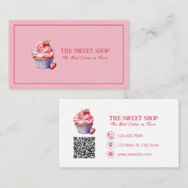Rosa Cupcake Bakery QR-kod Affärscort Visitkort