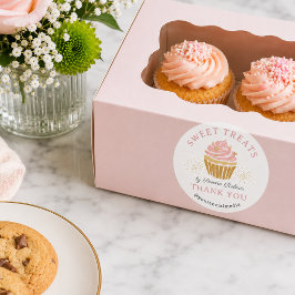 Rosa Cupcake Bakery Tack Runt Klistermärke