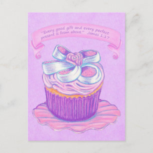 Rosa Cupcake~Bra Gåva Skrift Korthållare Vykort