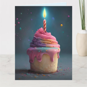 ROSA CUPCAKE CANDLE BIG BIRTHDAY CARD KORT