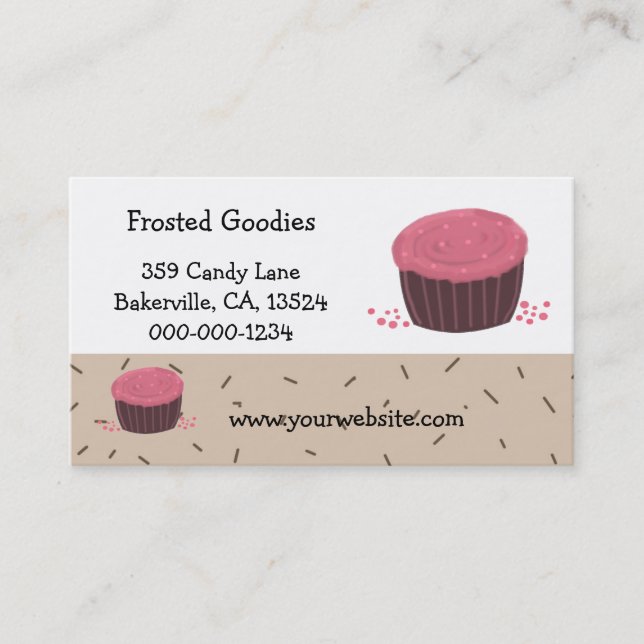 Rosa Cupcake-design Visitkort (Framsida)