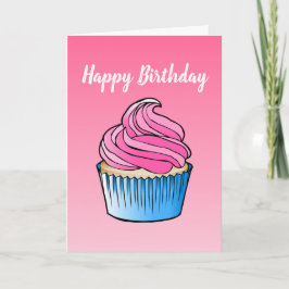 Rosa Cupcake Falt Grattis Födelsedagskort Kort