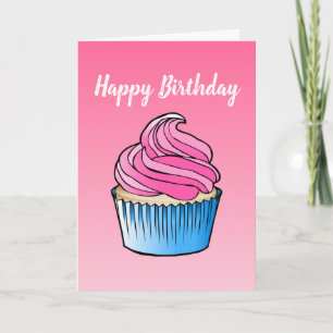 Rosa Cupcake Falt Grattis Födelsedagskort Kort