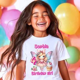 Rosa cupcake-fe påfågel födelsedag t shirt
