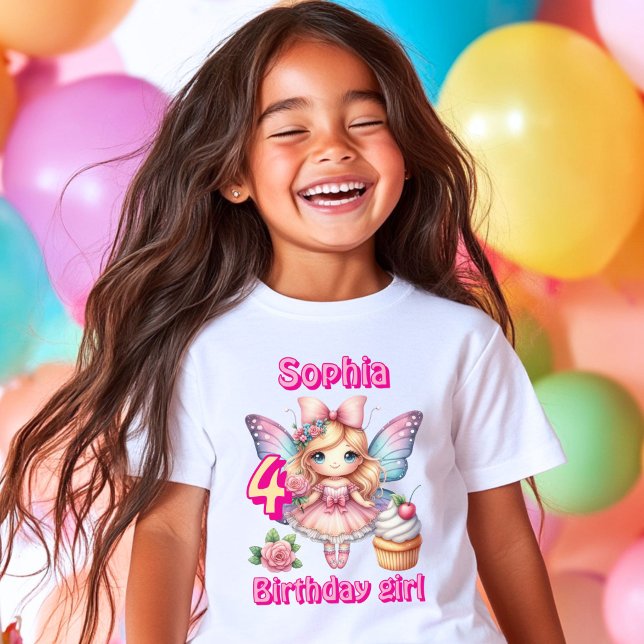 Rosa cupcake-fe påfågel födelsedag  t shirt (Skapare uppladdad)