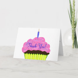 Rosa Cupcake Födelsedags Tacksamhetskort Kort