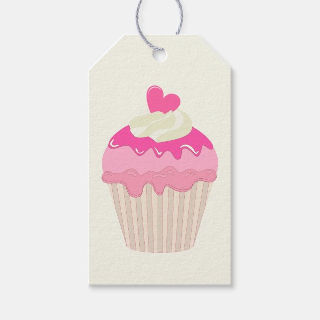 Rosa Cupcake Generisk Presentkortsetikett Presentetikett (Framsidan)