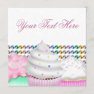 Rosa Cupcake Godisbuffé Party Inbjudan