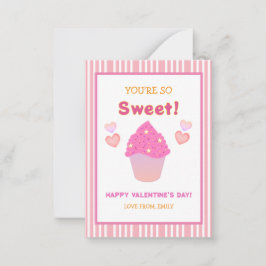 Rosa Cupcake Heart Du är så Söt Alla Hjärtans Dag Anteckningskort
