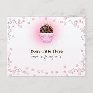 Rosa Cupcake Konfetti Födelsedagsfest Event Flyer Inbjudan Vykort
