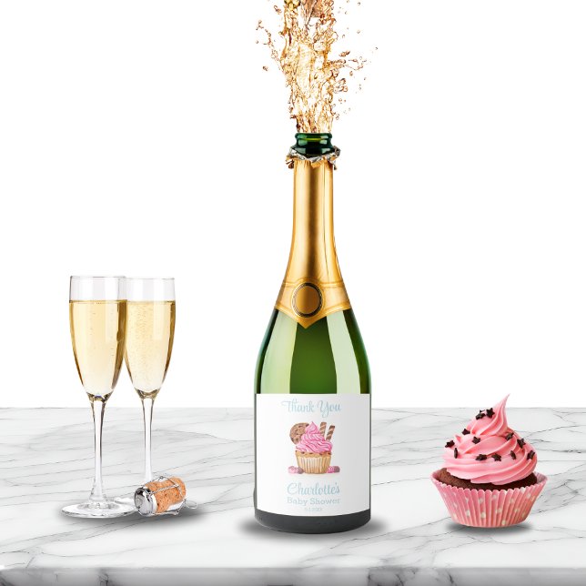  Rosa Cupcake Med Choklad Baby Shower Tack (Skapare uppladdad)