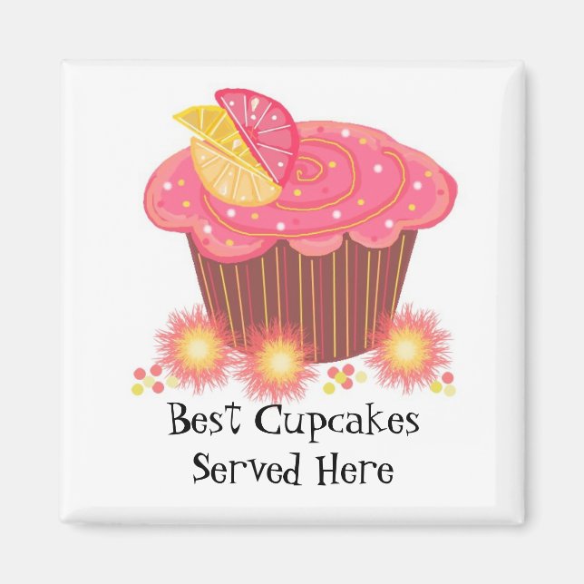 Rosa Cupcake med söt text Magnet (Framsidan)