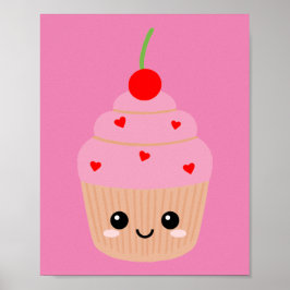 Rosa Cupcake Print, Söt Rumsdekor, Söt Snygg Poster