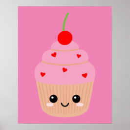 Rosa Cupcake Print, Söt Rumsdekor, Söt Snygg Poster