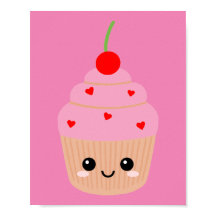 Rosa Cupcake-tryck, Sött Rumsdekor, Söt Snygg