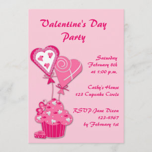 Rosa Cupcake Valentina Inbjudan