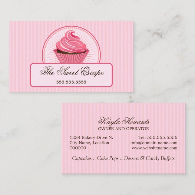 Rosa Cupcake Visitkort (Fram/baksida)