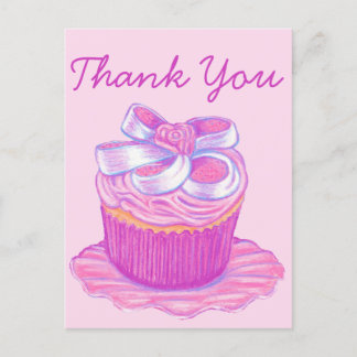 Rosa Cupcakefat tackkort Vykort