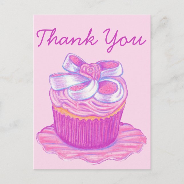 Rosa Cupcakefat tackkort Vykort (Framsida)