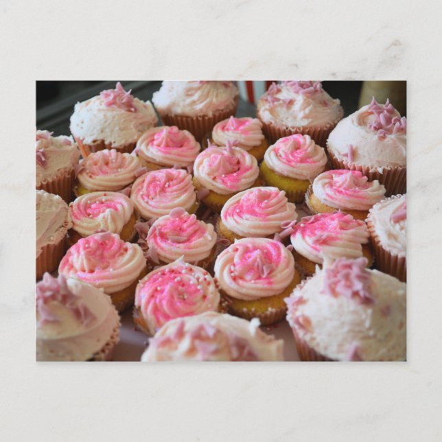 Rosa Cupcakes Vykort (Framsida)