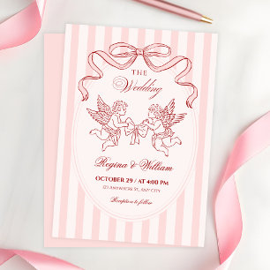 Rosa Cupid ängel bröllop Inbjudningar