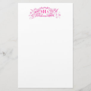 Rosa Cupids och Monogram Brevpapper