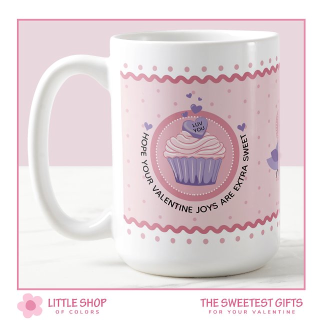 Rosa Cupkaka Anpassade Alla hjärtans dag Kaffemugg (Skapare uppladdad)