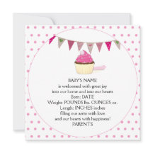 Rosa Cupkaka Baby meddelande