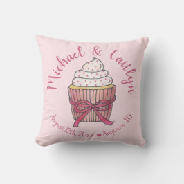 Rosa Cupkaka Bow Sprinkles Bröllop Möhippa Kudde