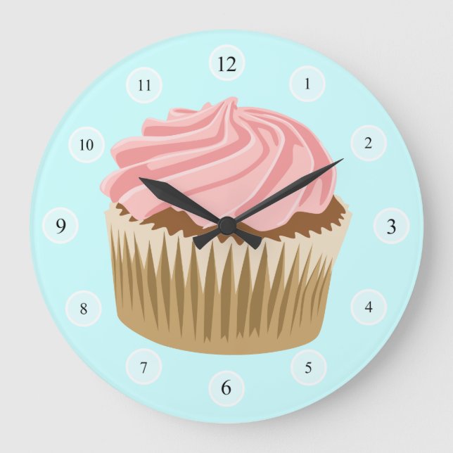 Rosa Cupkaka Clock Stor Klocka (Framsida)