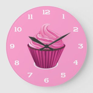 Rosa Cupkaka Clock Stor Klocka