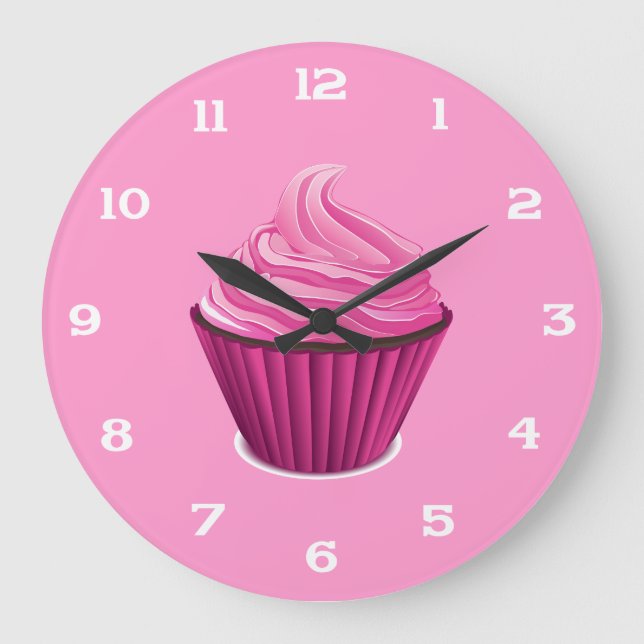 Rosa Cupkaka Clock Stor Klocka (Framsida)
