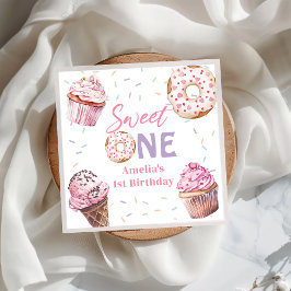 Rosa Cupkaka & Donut Birthday Pappersservett