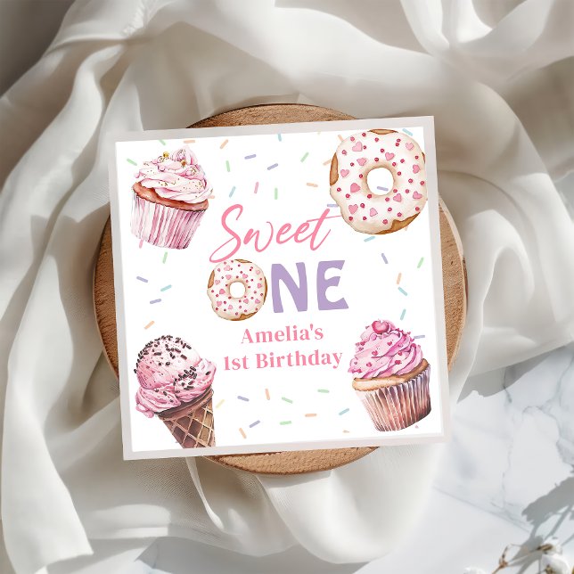 Rosa Cupkaka & Donut Birthday Pappersservett (Skapare uppladdad)
